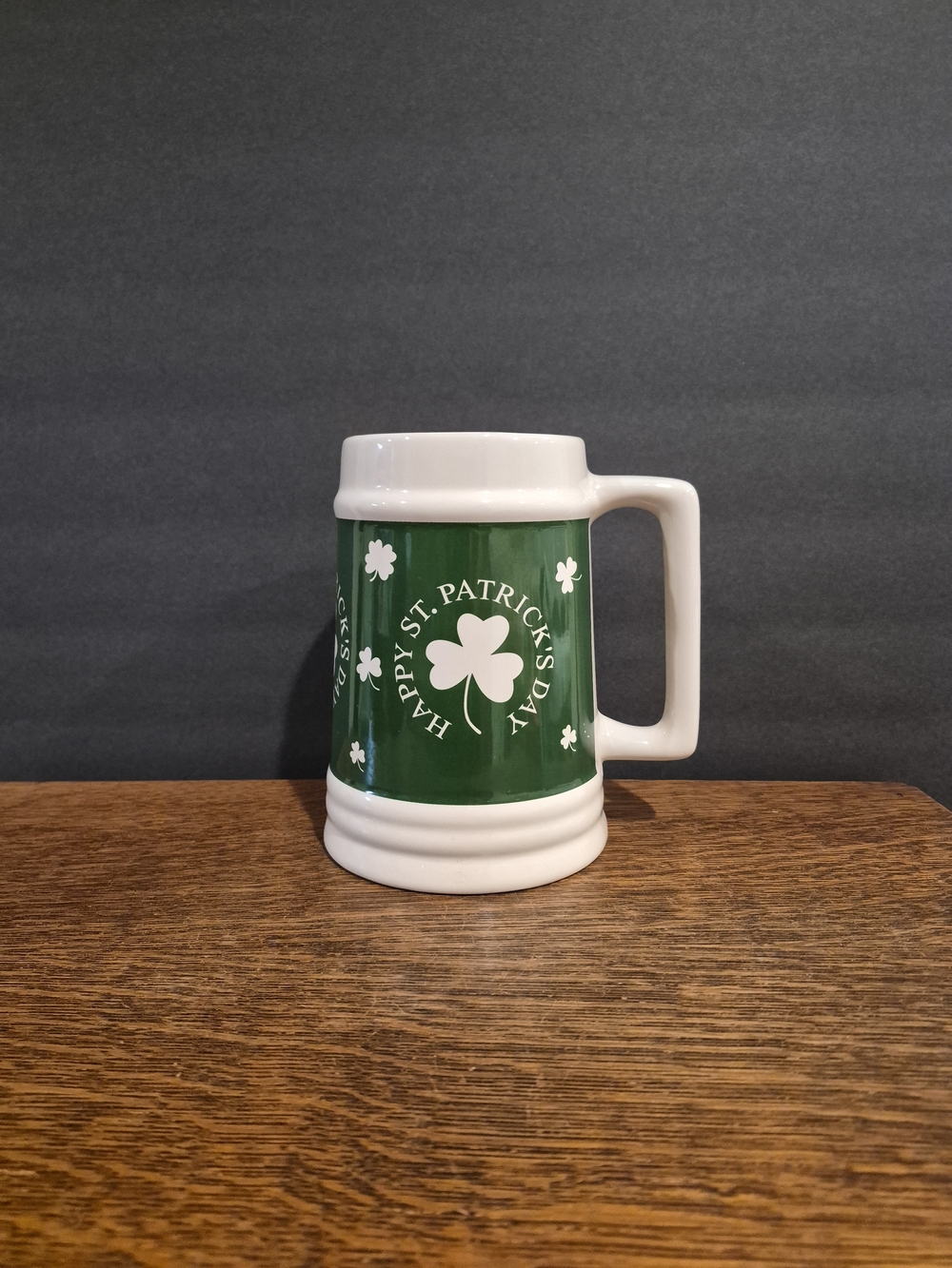 Vintage TB Toy Trading Co. "Happy St. Patrick's Day" Ceramic Beer Stein.